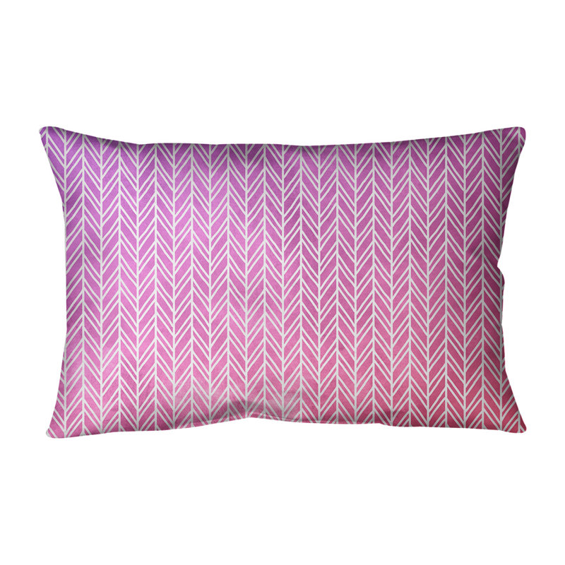 Housse et insert de coussin rectangulaire à rayures Herringbone, Pas de bourre, Rouge / mauve / mauve