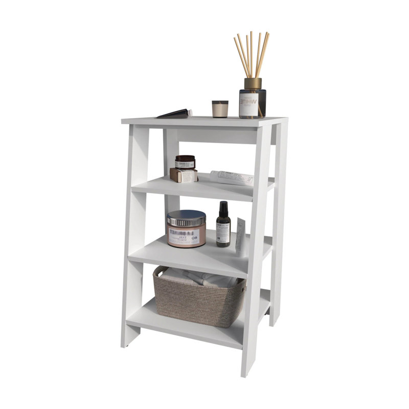 Étagère de rangement blanche avec 4 tablettes pour rangement fonctionnel, Blanc