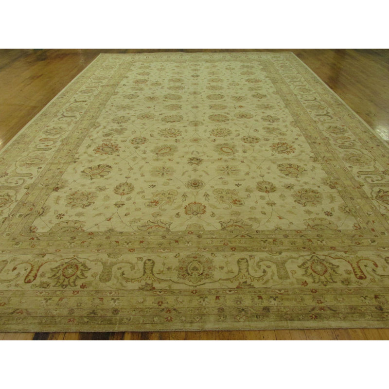 Tapis de zone en laine 15 pi 3 po x 23 pi 8 po one-of-kind noué la crème Huntingdon
