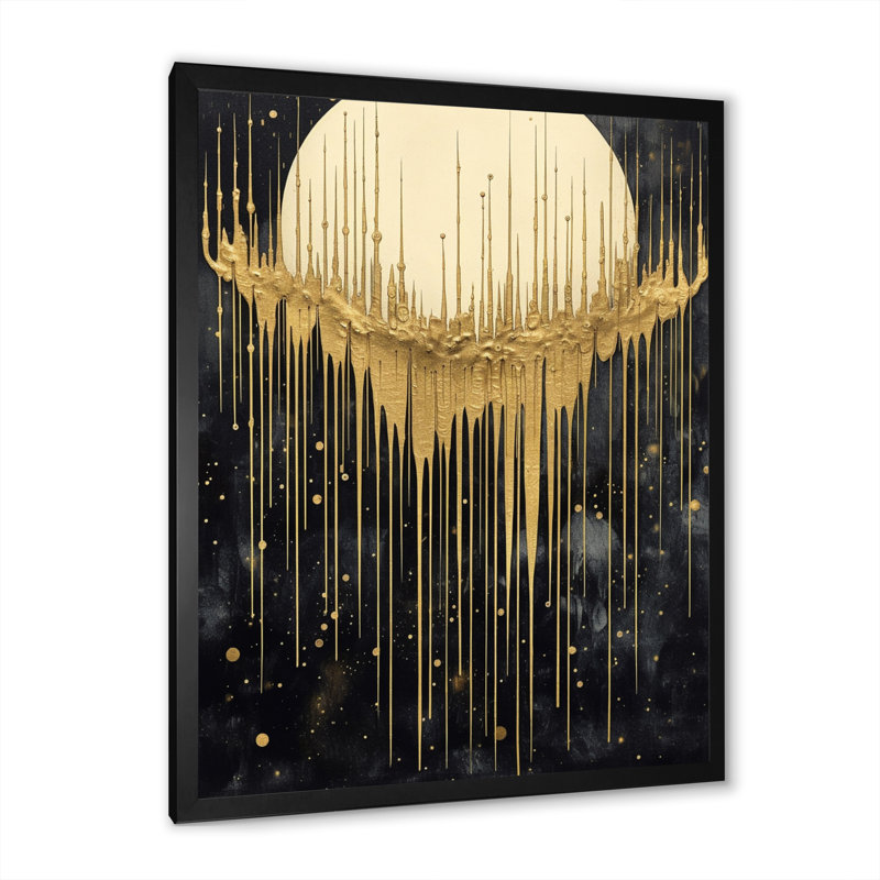 Abstractions dorées II sur toile, Cadre photo noir, H 40 po x l 30 po x P 1,5 po