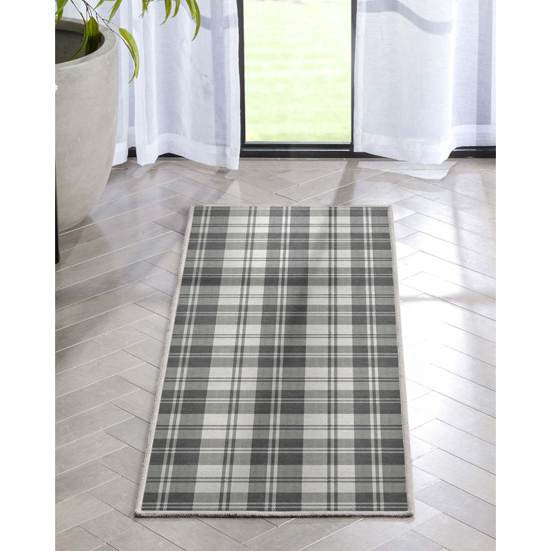Tapis gris foncé à tissage plat Kehr, Tapis de couloir 2 pi x 5 pi