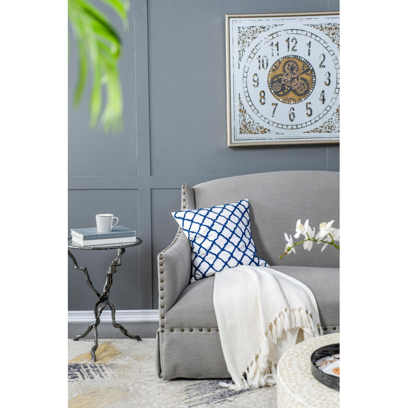 20" x 20" Blue and White Embroidered Throw Pillow Set