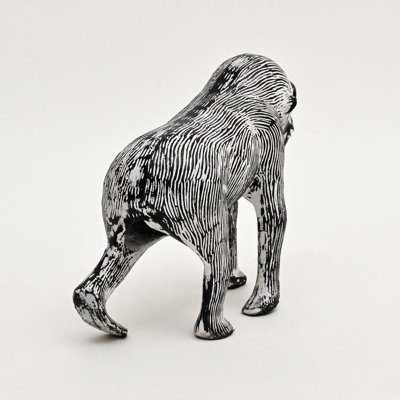 Contemporary Aluminum Gorilla Statue,  Tabletop Decor Accent Ornament