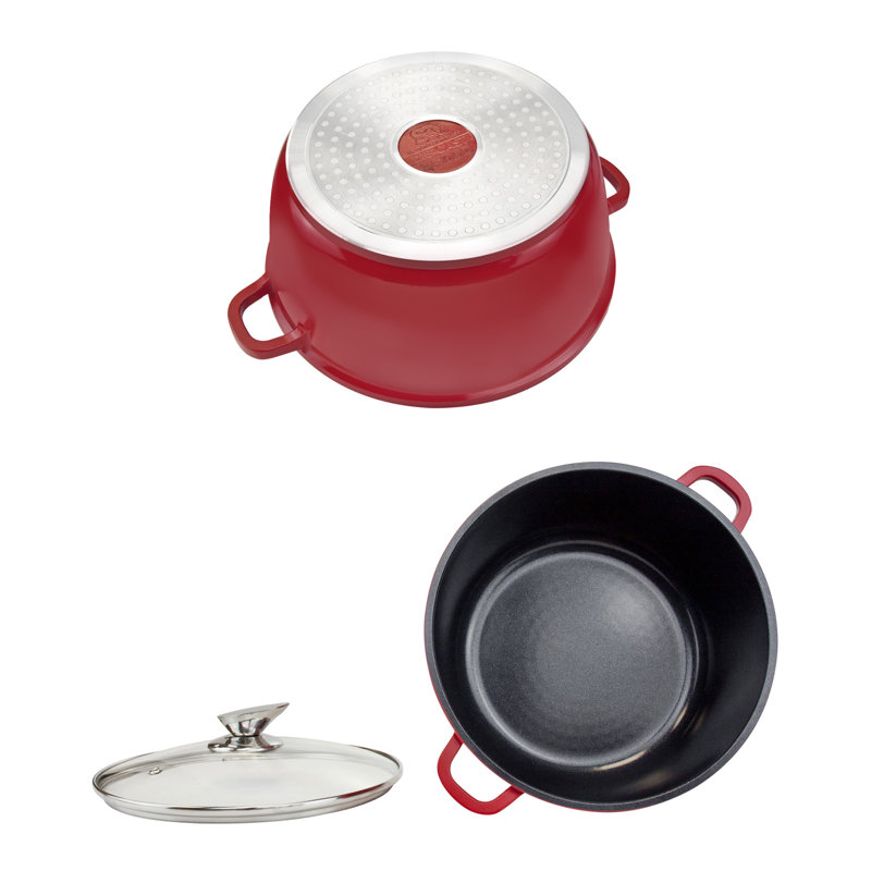 SQ Professional Nea Seramiq 5 - Piece Non-Stick Aluminium Cookware Set- Induction Ready, Red