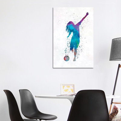 Woman Soccer Player 05 in Watercolour 1 Piece Wrapped Canvas Painting