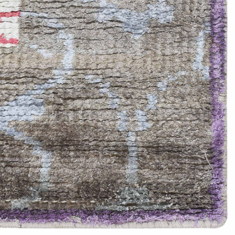Oriental Hand Knotted Viscose Multicolor Rectangle Area Rug