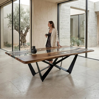 Danube Walnut Metal Base Dining Table