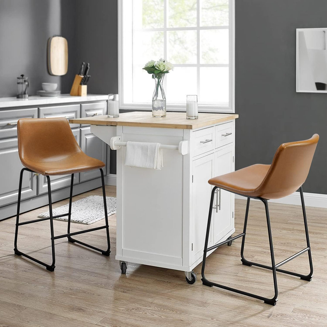 Julienn bar Stools with Back, Coutner Height Barstools for kitchen Island (Set of 2) Williston Forge 