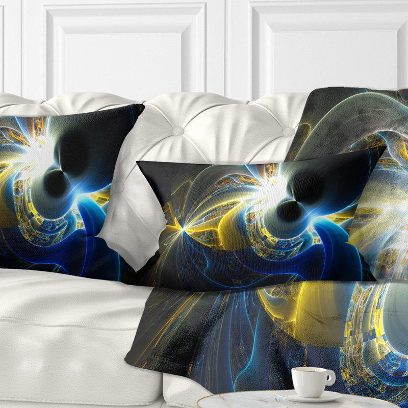 Plasma brillant - coussin abstrait imprimé, Bleu / jaune