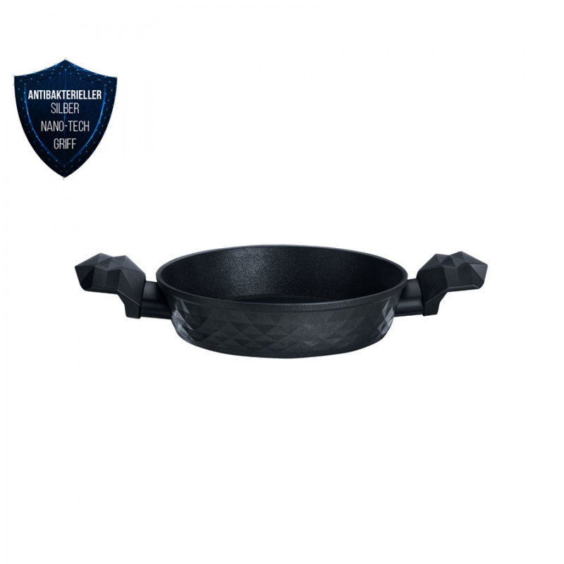 Karaca BioDiamond Non-Stick Induction Antibacterial Handle Shallow Stock Pot, 20cm, Black