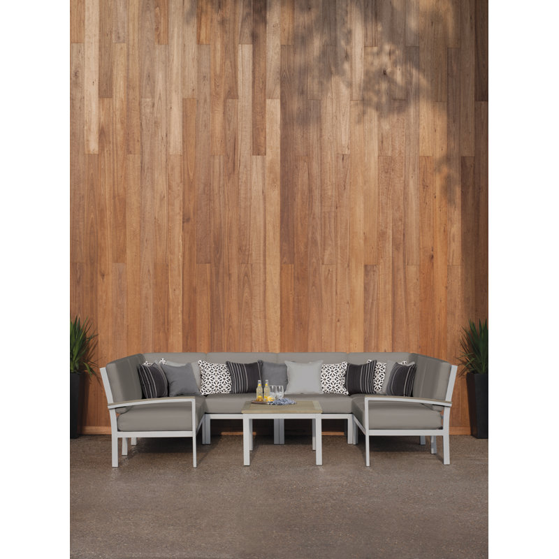 Travira 7-Piece Modular Seating Set and Table, Tekwood Vintage , Stone