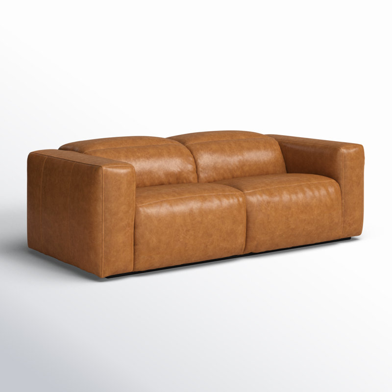 Amed 89" Upholstered Reclining Sofa, Sonoma Butterscotch Top Grain Leather
