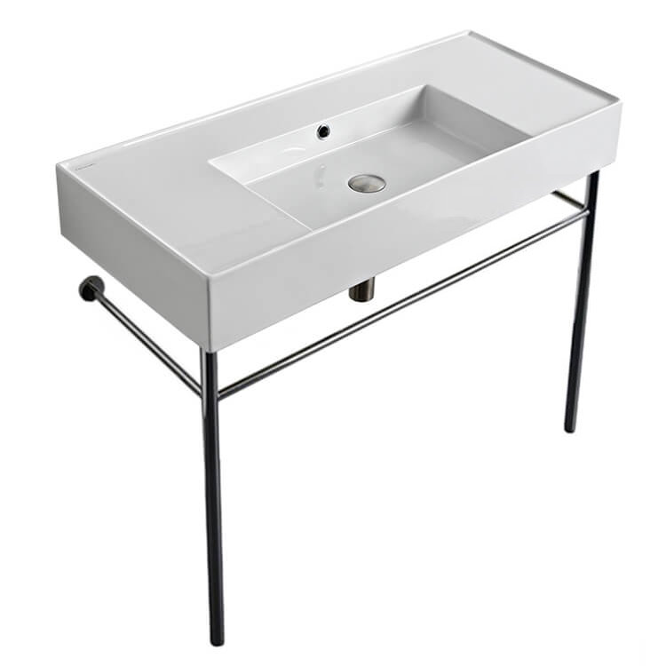 Scarabeo By Nameeks 18.2'' Glossy White Ceramic Rectangular Bathroom Sink with Overflow