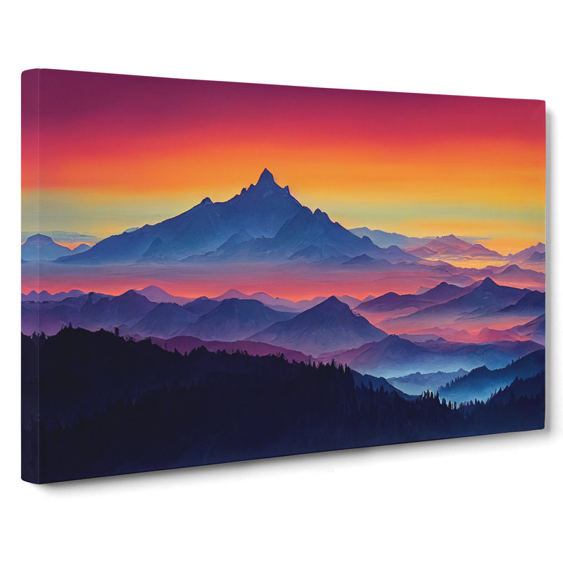 Stylish Mountain Sunset - Wrapped Canvas Print, 50cm H x 76cm W x 3cm D