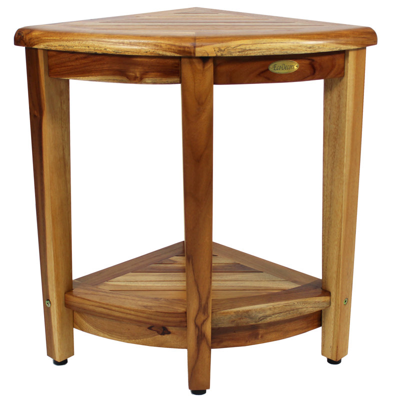EcoDecors, Snazzy Corner, Tabouret de douche en teck, Banc de douche en teck, Banc de douche en teck, Banc de douche d'angle en teck, Banc de douche en teck pour douche intérieure, Banc en teck à hauteur étendue, 23 po de hauteur