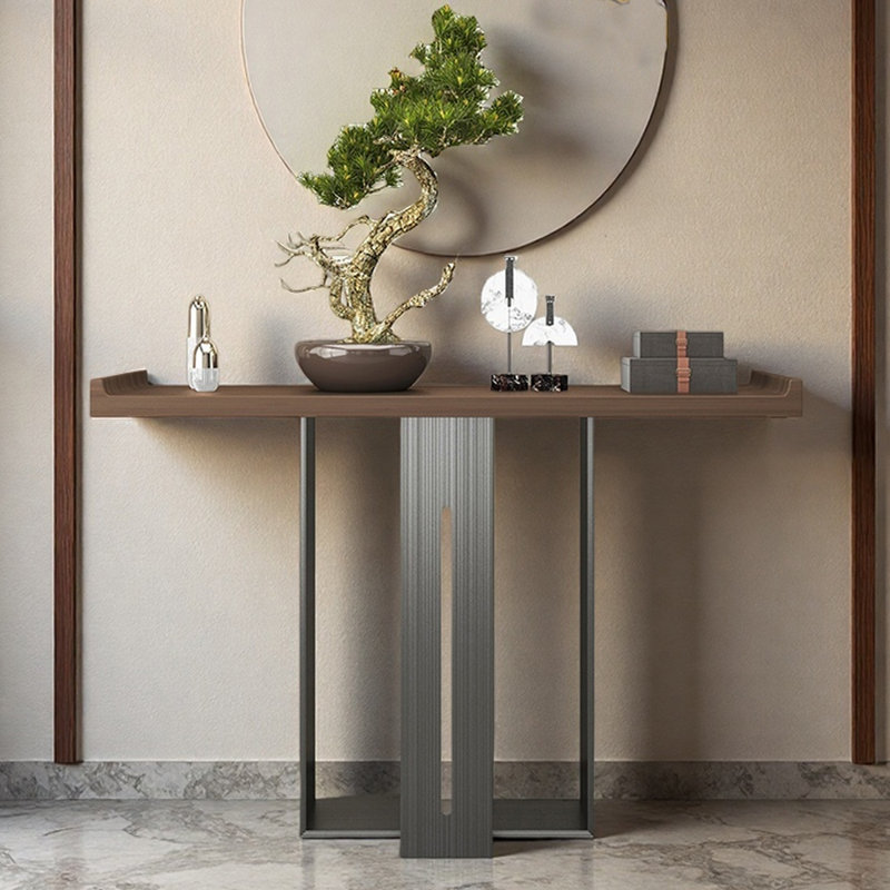Nouvelle table d'entrée de style chinois, H 33,5 po x l 47,2 po x P 13,8 po, Noyer brun, Noir
