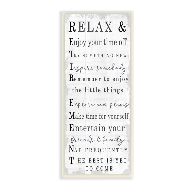 Relaxez et profitez des phrases de retraite, H 17 po x l 7 po, Plaque de bois
