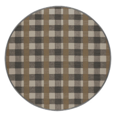 Machine Washable Checkered Grey Area Rug