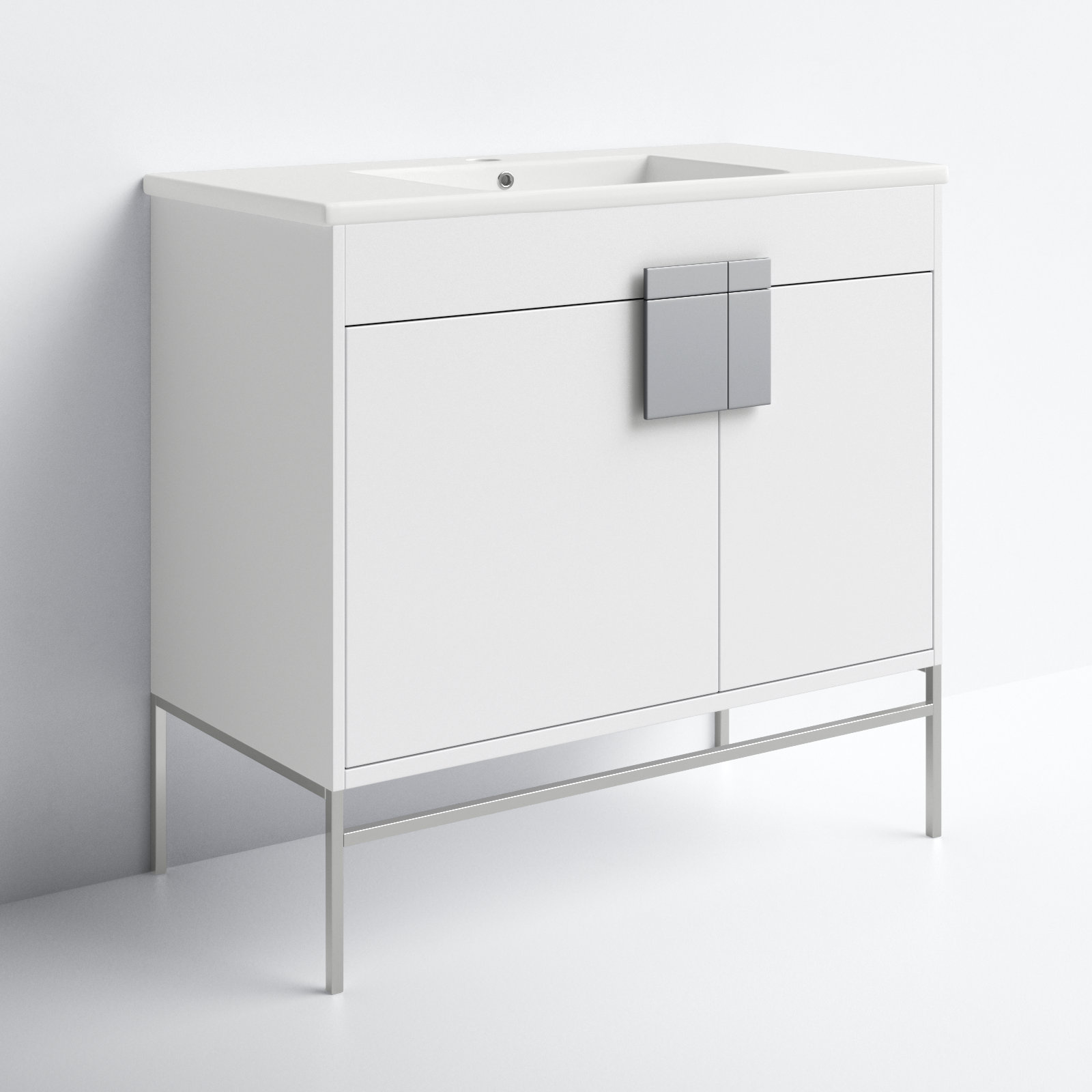 Maisie 36'' Single Bathroom Vanity, White, Polished Chrome