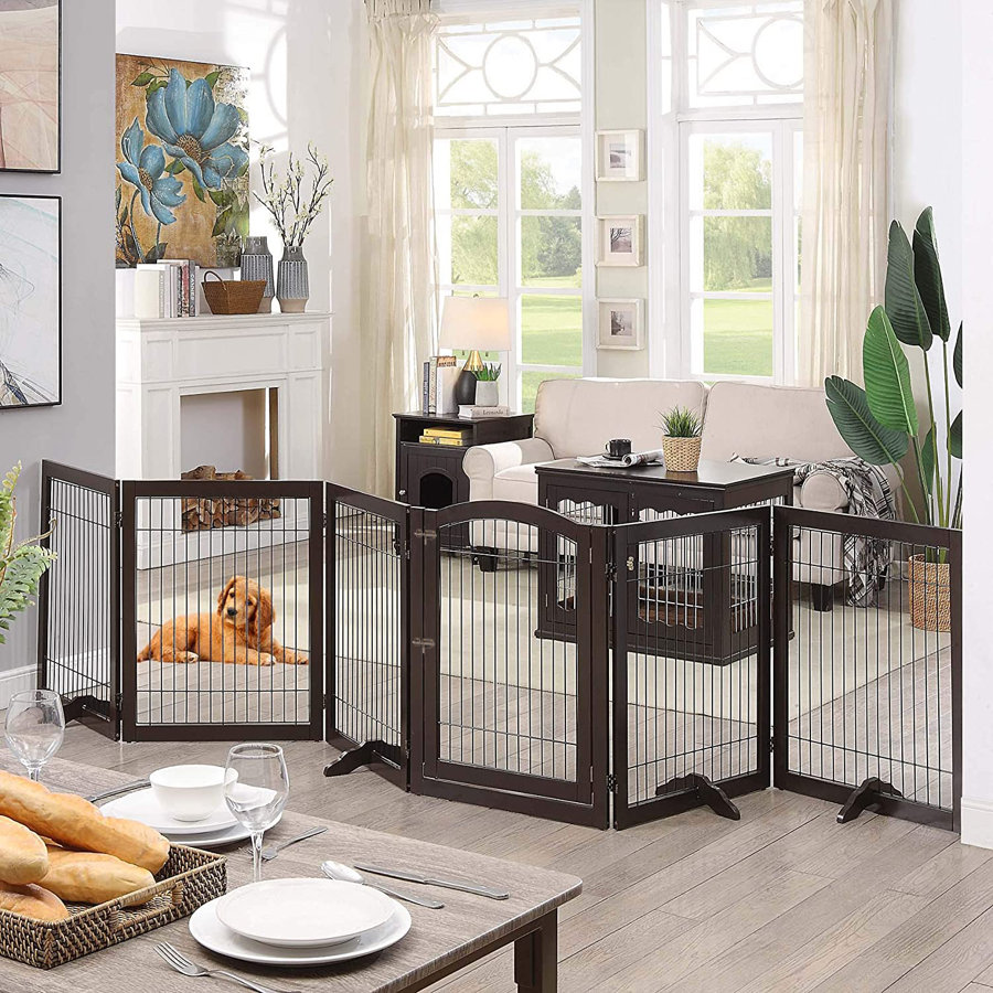 Serra Wire Pet Free Standing Gate with Two Pairs of Support Feet