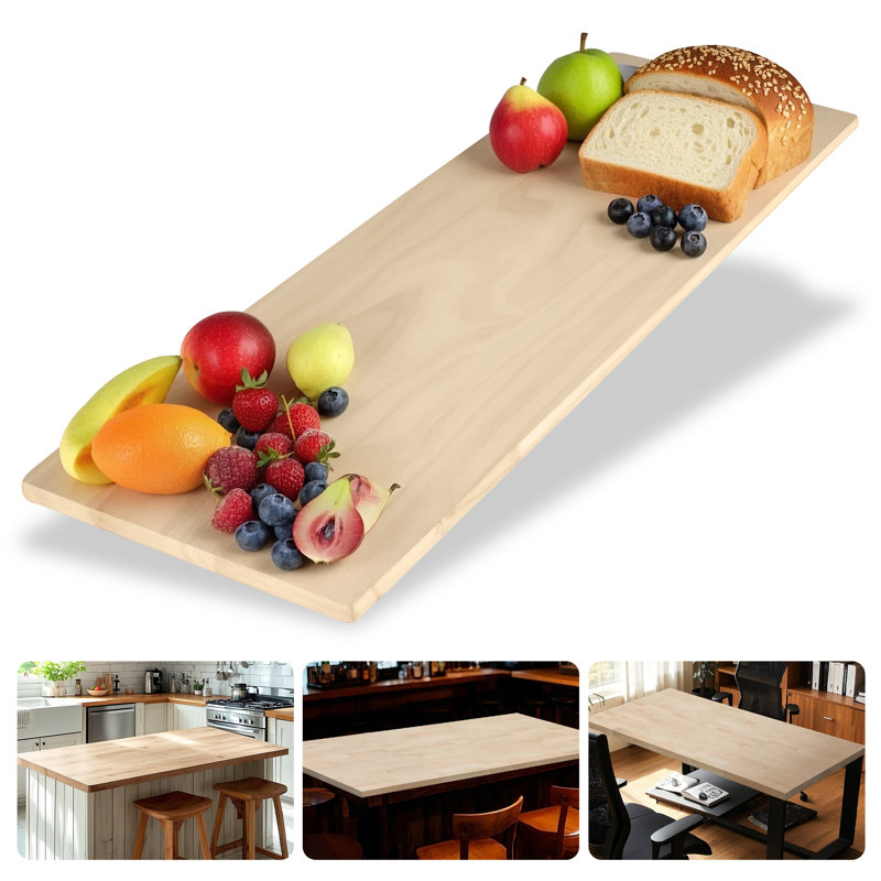 Comptoir de cuisine en bois de bouleau naturel, lisse et facile à nettoyer, compatible avec la peinture de bricolage