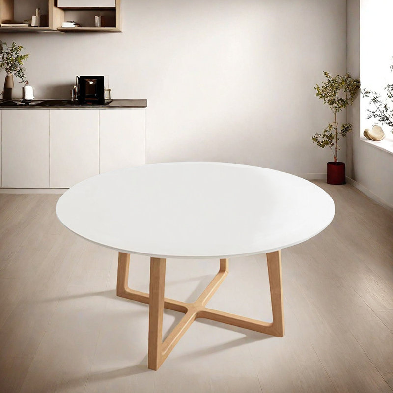 Taletta Round Solid Wood Base Dining Table, 29.5"H x 53.1"L x 53.1"W