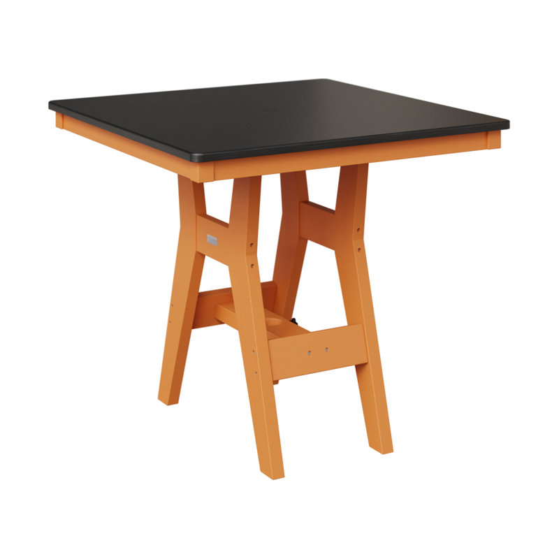 Table de bar carrée 33 po Berlin Gardens Harbor, Orange mangue, Noir martelé, H 38,87 po x l 33 po x P 33 po