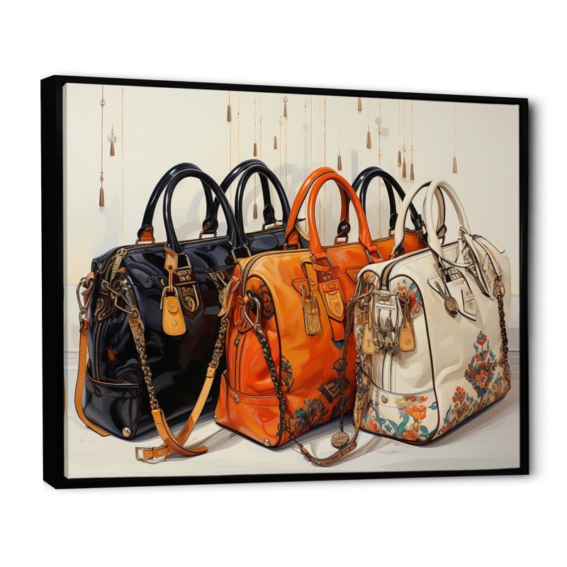 Minimalisme mode sac Envy I - mode art mural salon, H 30 po x l 40 po x P 1,5 po, Cadre flottant noir