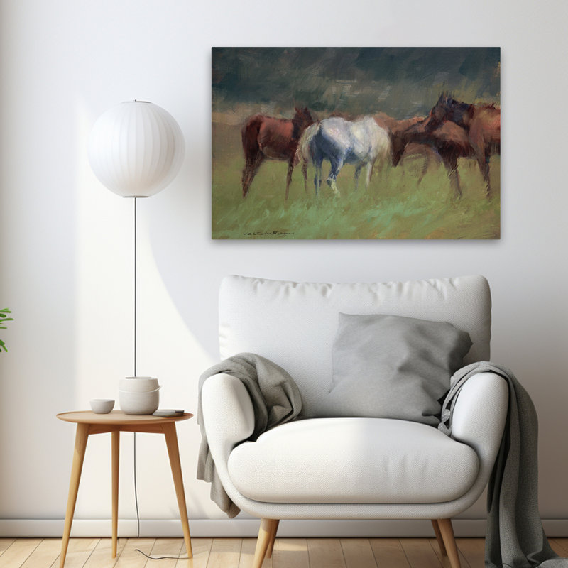 Chevaux du Sud - Paysages contemporains, art animalier, chevaux, H 24 po x l 36 po