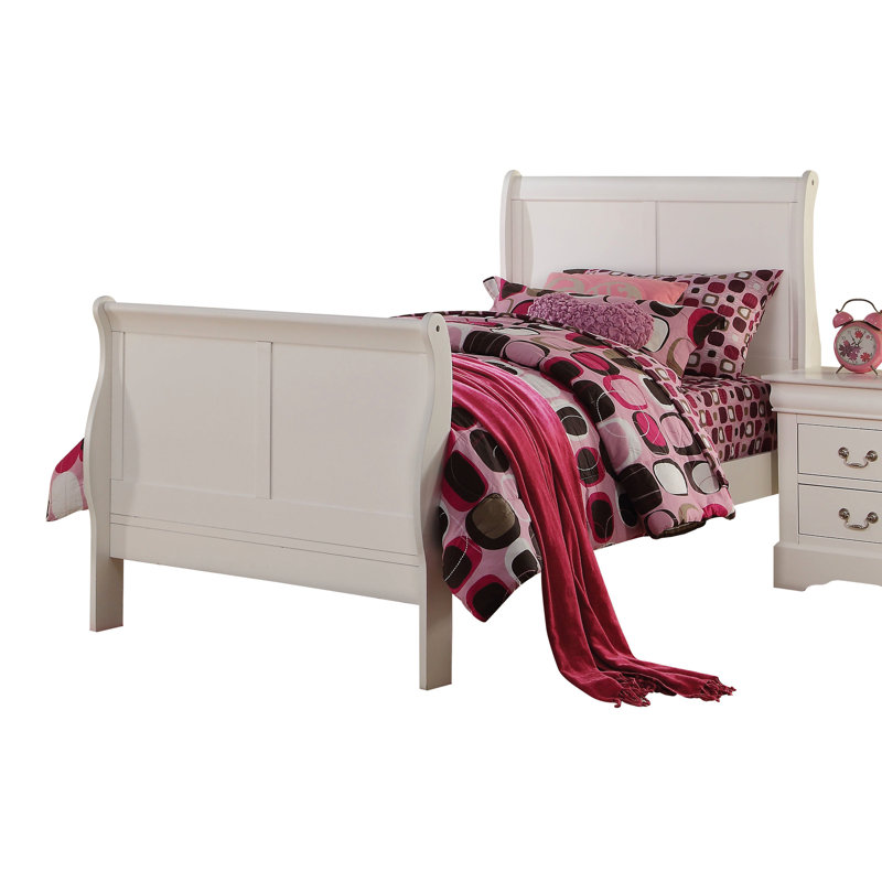 Élégant lit blanc en bois massif et espace de rangement classique, Lit double