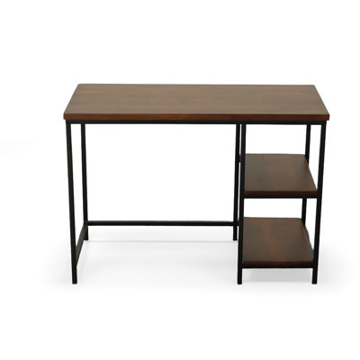Rustic Brown 42" Compact Desk with Storage Shelves