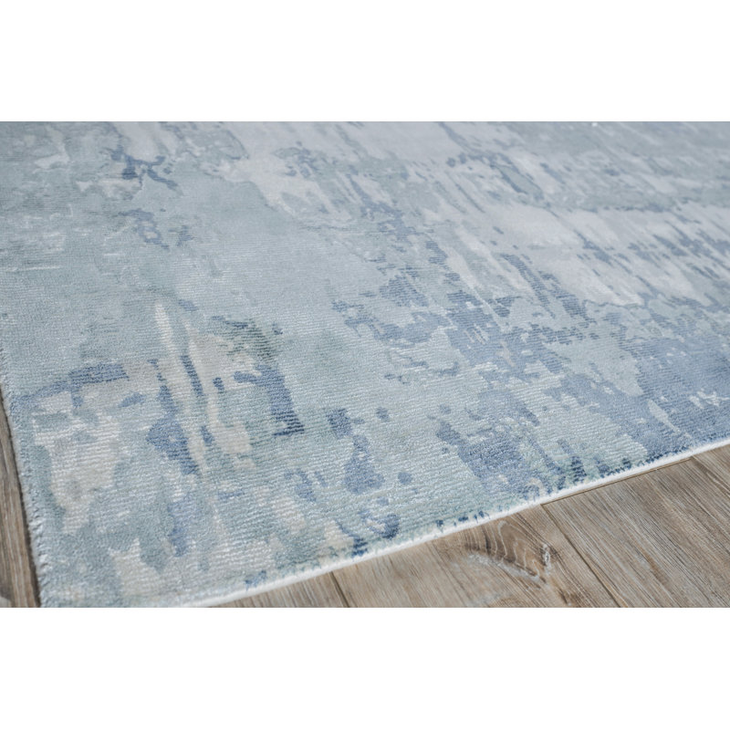 Laguna Abstract Hand-Loomed Blue Area Rug, Rectangle 6' x 9'