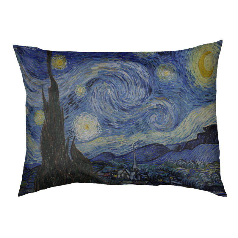 Coussin starry night designer Burk, L 19,5 po x l 29,5 po, Bleu / brun foncé