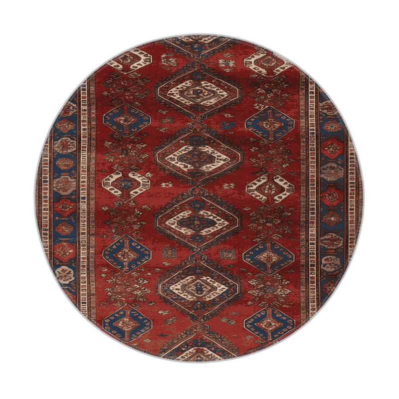 Tapis turc intérieur et extérieur noir, Rond 5 pi