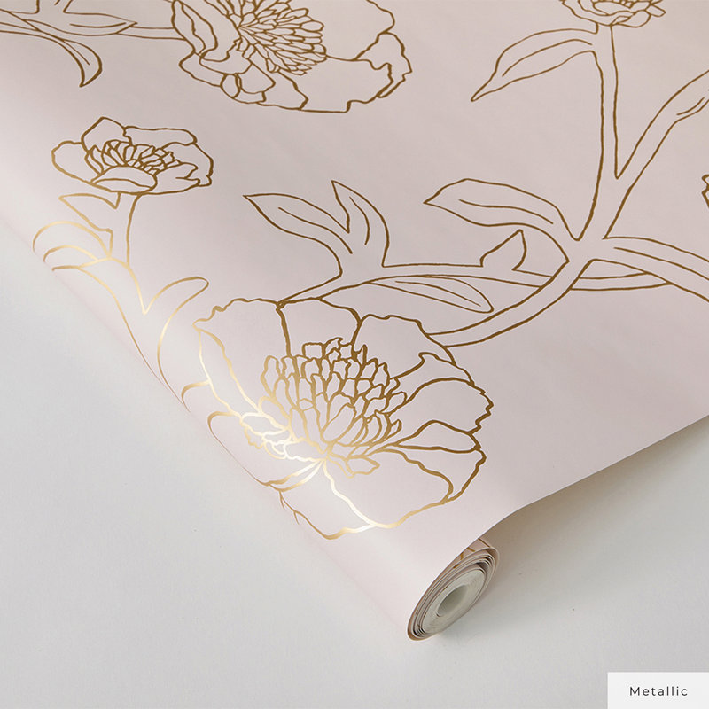 Marlee 33' L x 20.5" W Textured Peel and Stick Wallpaper Roll, 16.5" L x 20.5" W, Pink