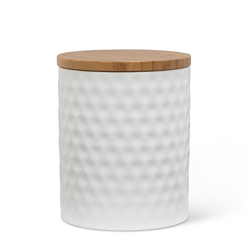 Stoneware Jar, White, 5" H x 3" W x 3" D