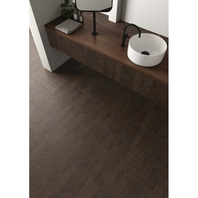 Stage 2.5 in. x 12 in.  Stone-Look Porcelain Floor And Wall Tile (5.38 Sq. Ft. / Case), Brown