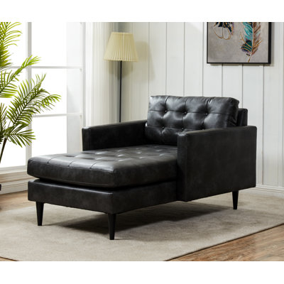 Chaise longue capitonnée à deux accoudoirs carrés