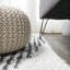 Tapis blanc / gris à poils longs à rayures géométriques Collenn-1627415353