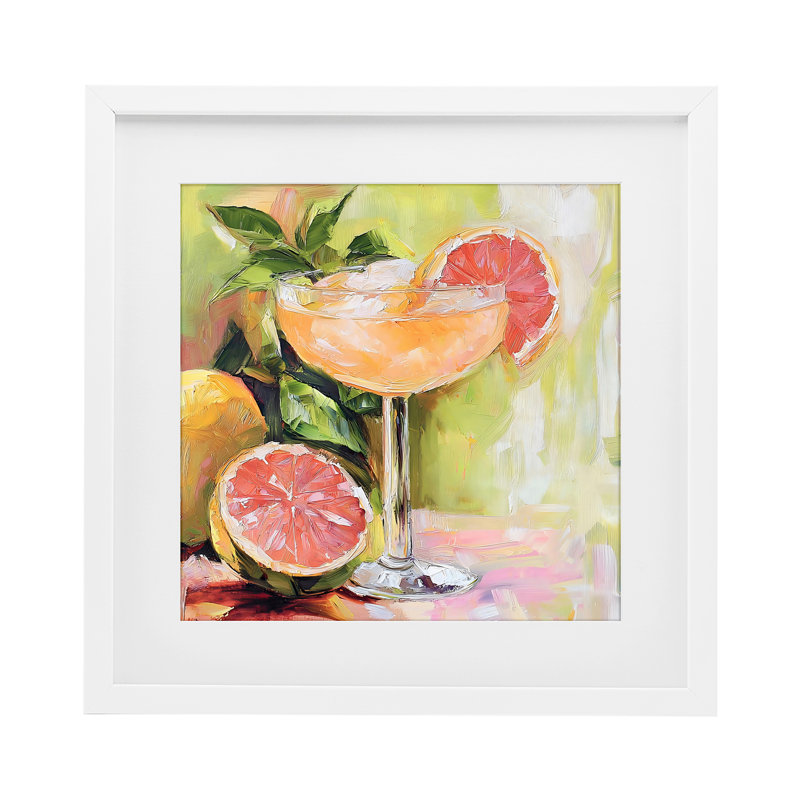 «Grapefruit Summer Cocktail», reproduction encadrée sous verre, conception de Riley B, 13 x 13