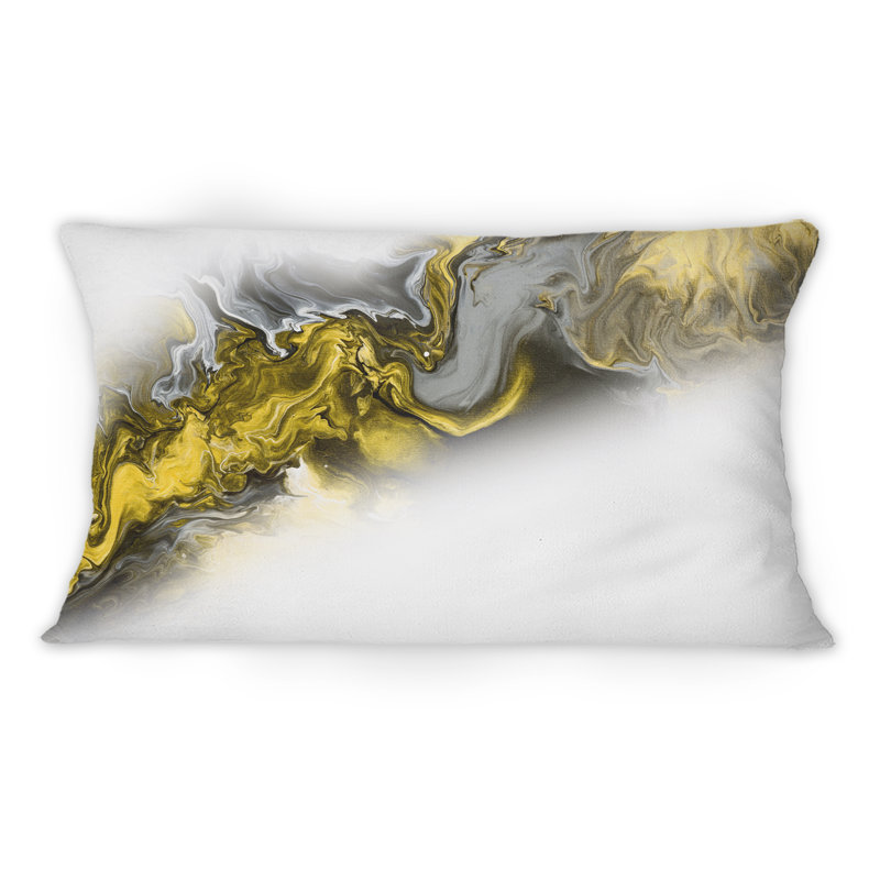 Vague de marbre jaune et gris sur fond blanc - imprimé moderne 1