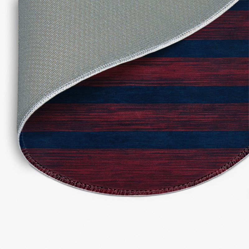 HorizontalStripes Red Indoor and Outdoor Area Rug, Round 5'