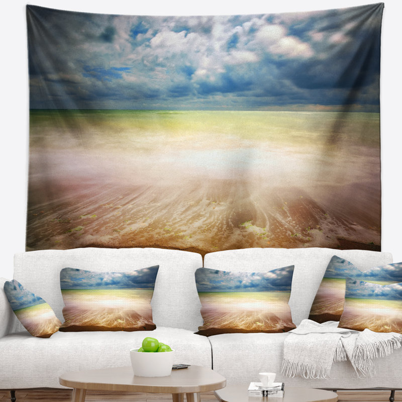 Tapisserie journée de mer exotique shore, H 32 po x l 39 po
