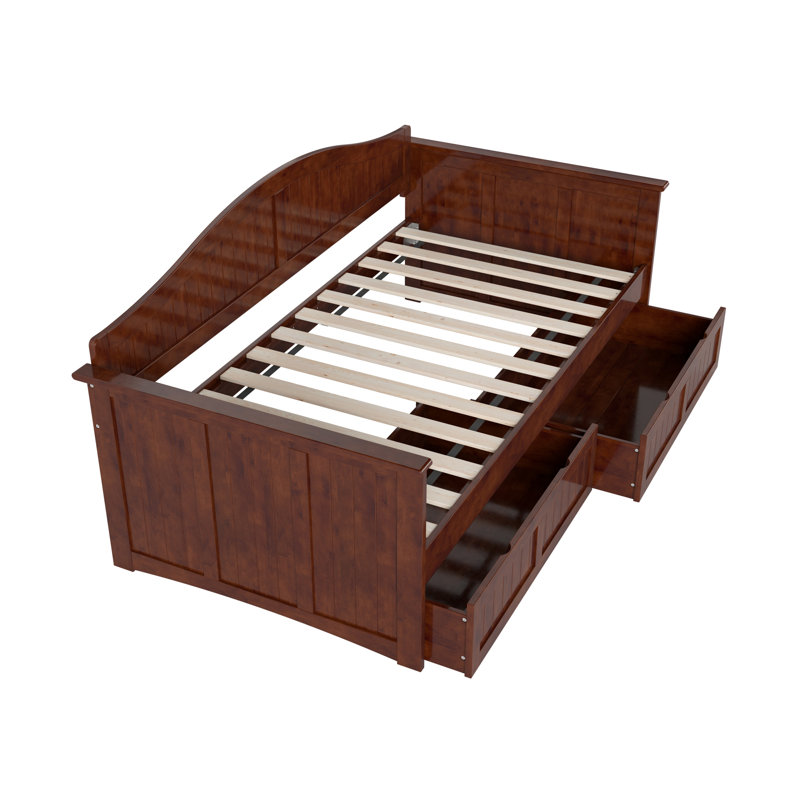 Lit de jour simple en bois massif avec tiroirs de rangement Nantucket Cottage, Noyer