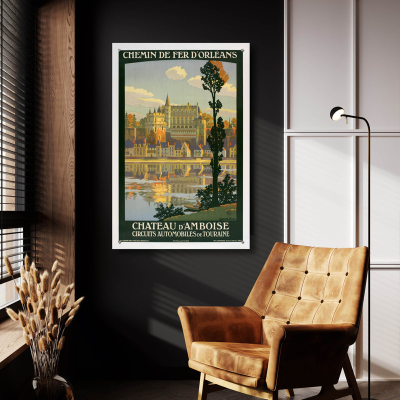 «Chateau D'Amboise» par Vintage Posters, art mural en verre acrylique, 24 po x 36 po