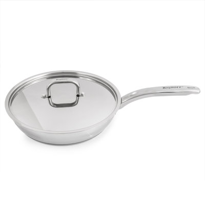 Poêle SS 18/10 2,5 pte avec couvercle en acier inoxydable, forme de ventre, 10,5 po
