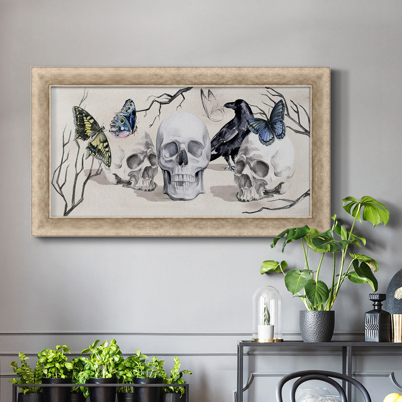 Toile encadrée de qualité supérieure Nevermore - prête à être accrochée, gris, H 25 po x l 45 po x P 1,25 po