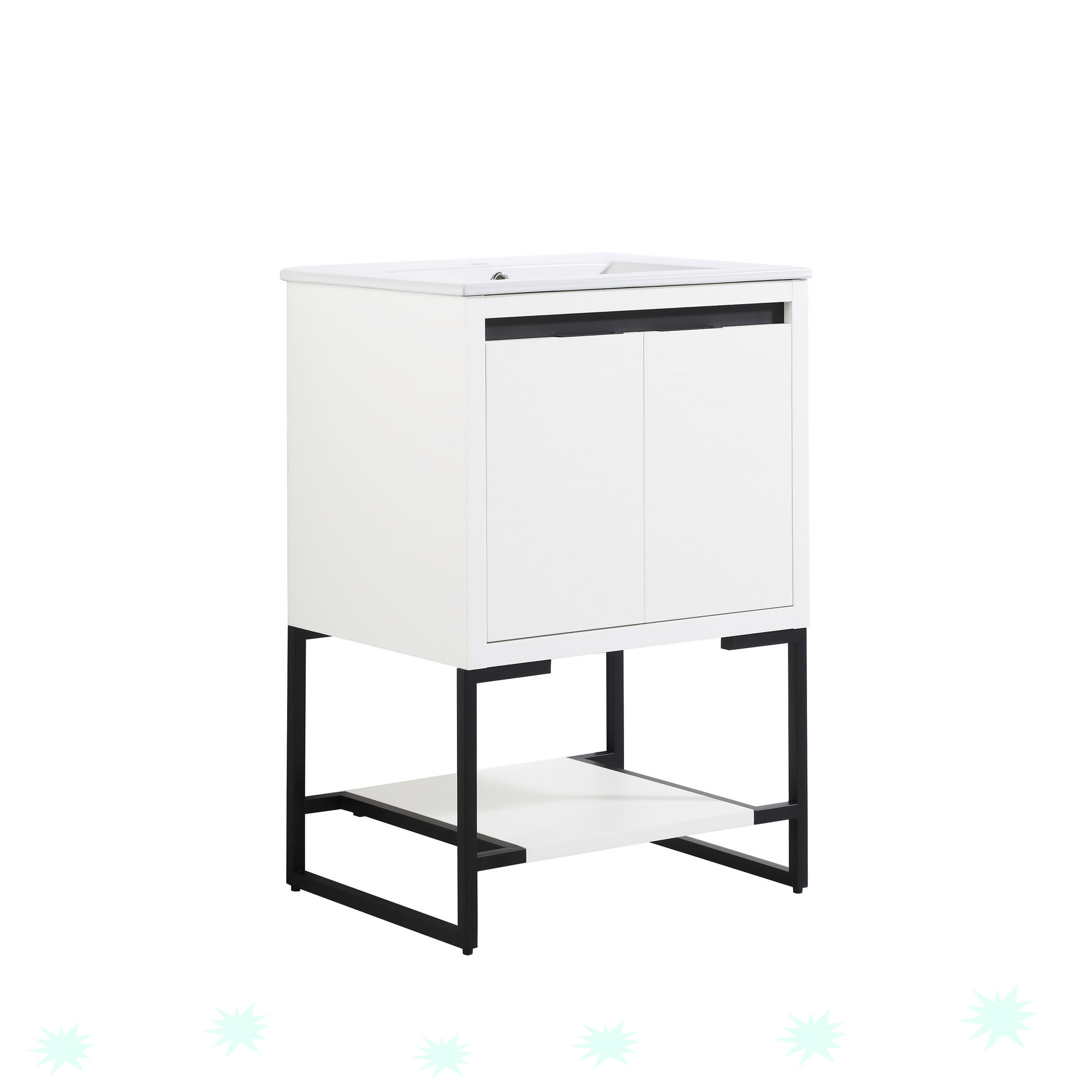 Ebern Designs Freestanding Bathroom Vanity With Doors And Shelf Wayfair