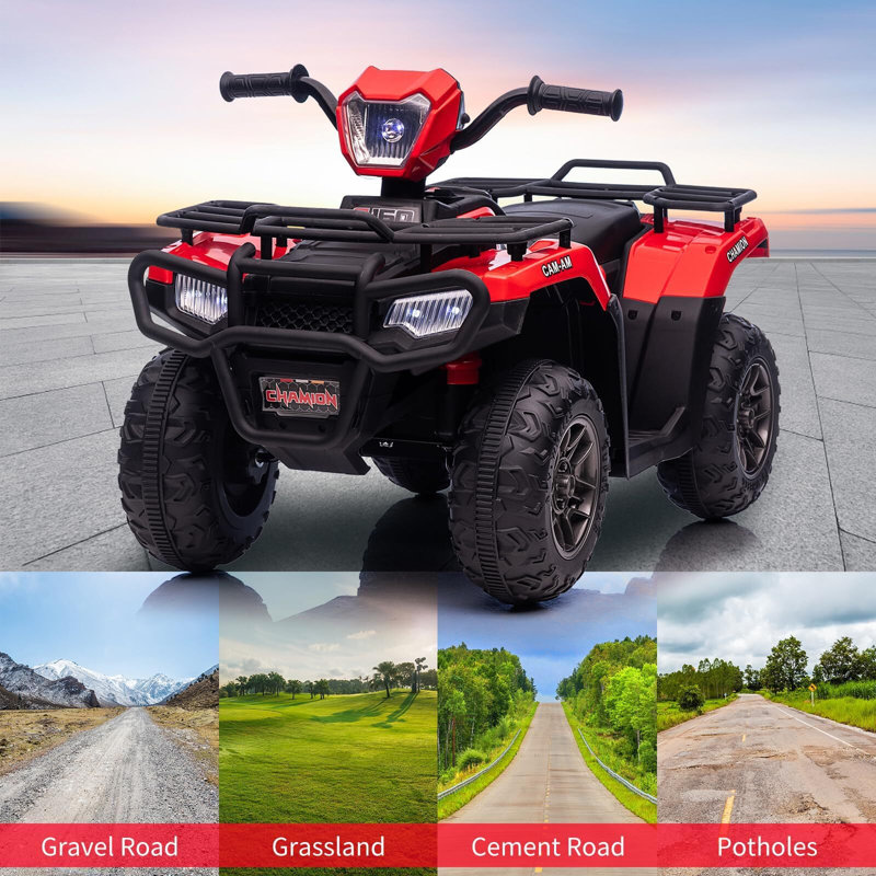 Red 12V Kids Quad ATV with LED Lights and Music