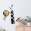 Portemanteau mural avec 4 crochets, bois rustique blanchi et porte-chapeaux en métal noir